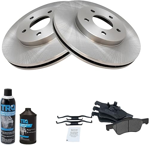 Miniatura 2 de TRQ Kit de pastillas de freno delantero y rotor, kit químico de freno, pastillas de freno de cerámica compatible con Ford Escape Mazda Tribute