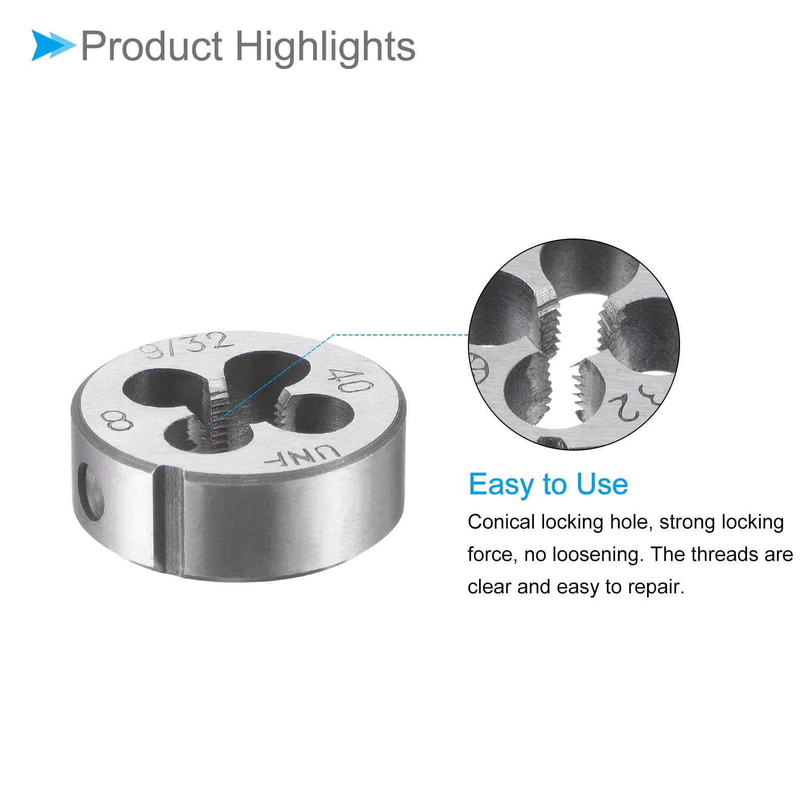 CoCud Filière De Réparation De Filetage Ronde, Filière M16x1.5 De 40mm OD, Outil De Filetage De Tuyau Cylindrique En Acier Allié à Main Gauche Avec 5 Trous Pour Copeaux