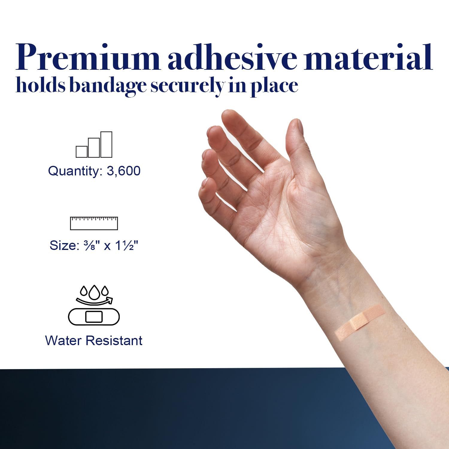 Dynarex Sheer Plastic Adhesive Bandages Water-Resistant and Sterile Non-Stick Pad First Aid Covers Minor Cuts Scratches - 3/8" x 1 1/2" Junior, Case of 36 Boxes, 100 per Box