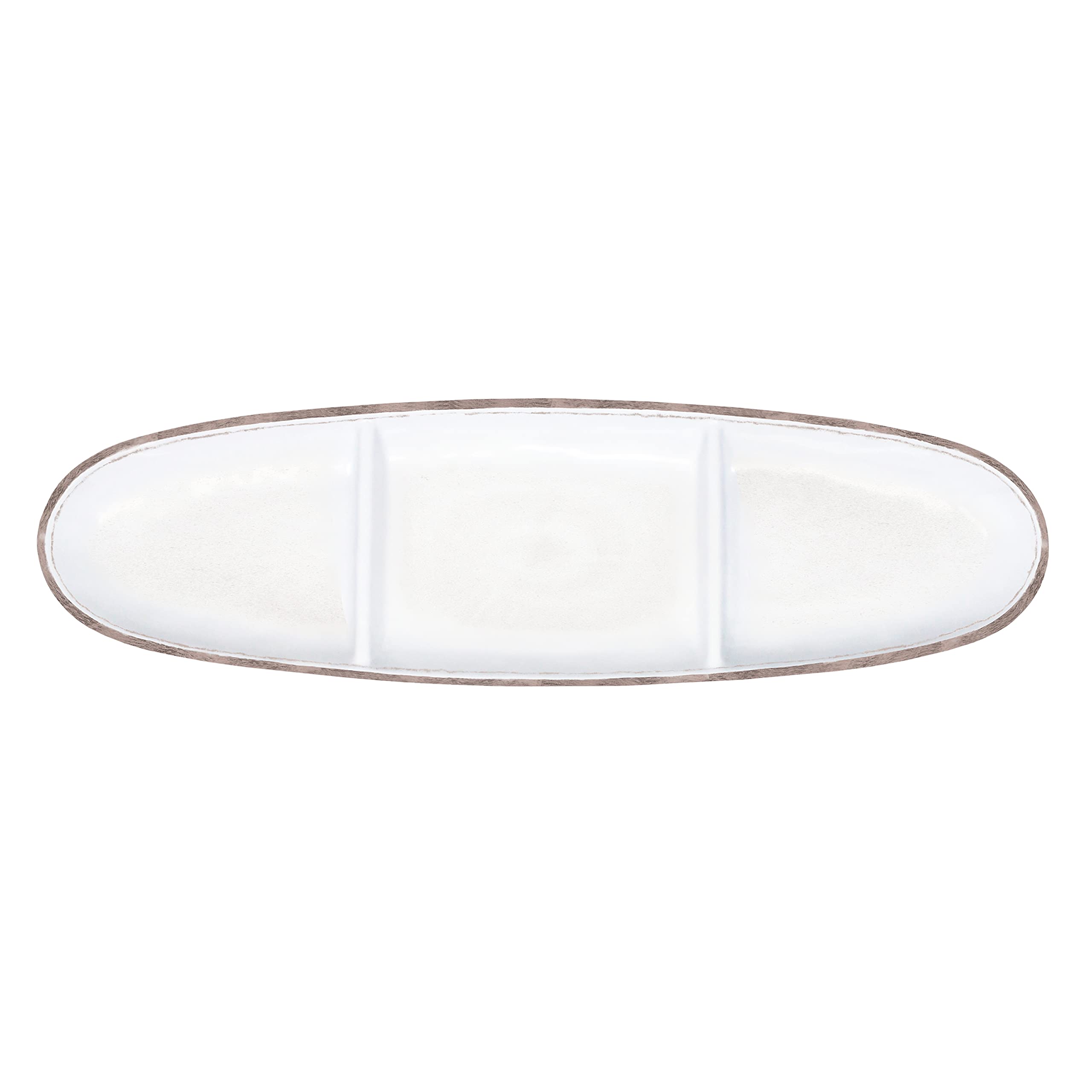 Le CadeauxMelamine 16 Sectioned Oval Tray Serving Platter, Rustica Antique White