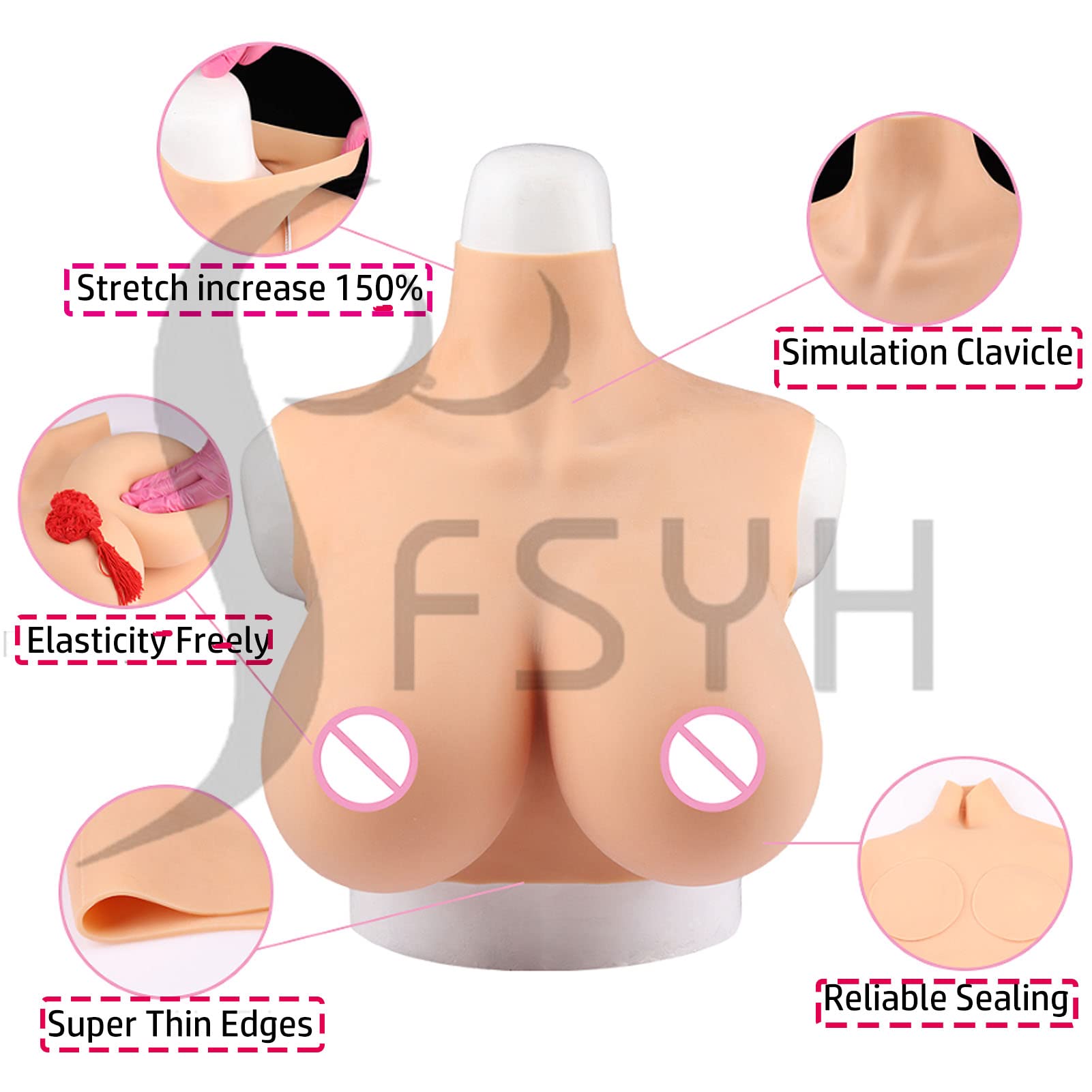FSYH Pettorale in Silicone Tette Finte della Coppa B-H Forme del Seno Realistiche per Crossdressers Drag Queen Mastectomia Transgender