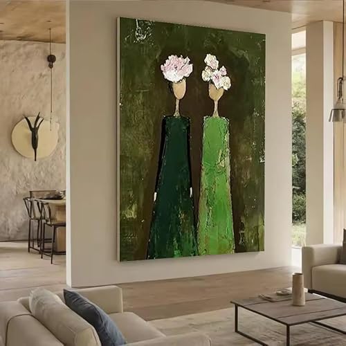 BSIibncV Abstract Painting On Canvas Ins The Girl Wearing A Flower Wreath Wall Art Picture For Home Living Room Decor(60x80cm/Frameless)