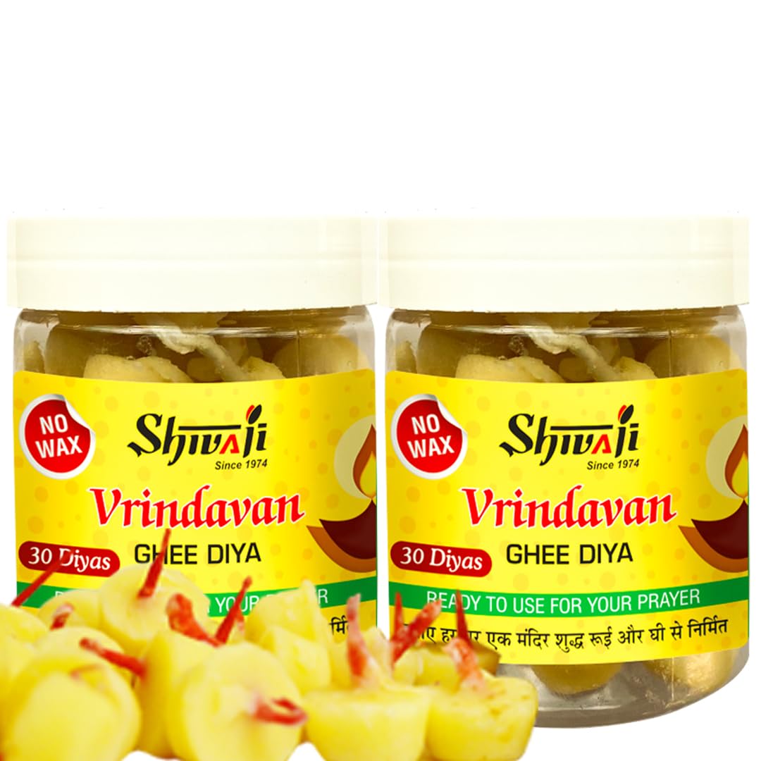 Shivaji Vrindavan Vegan Ghee Lamp Diya Batti (60 pcs) Pure Cotton Wicks Jyot for Pooja, Aarti, Navratri| Wax-Free, Residue Free, Ready Jyot Batti, Zero Carbon - Pack of 2-image-26