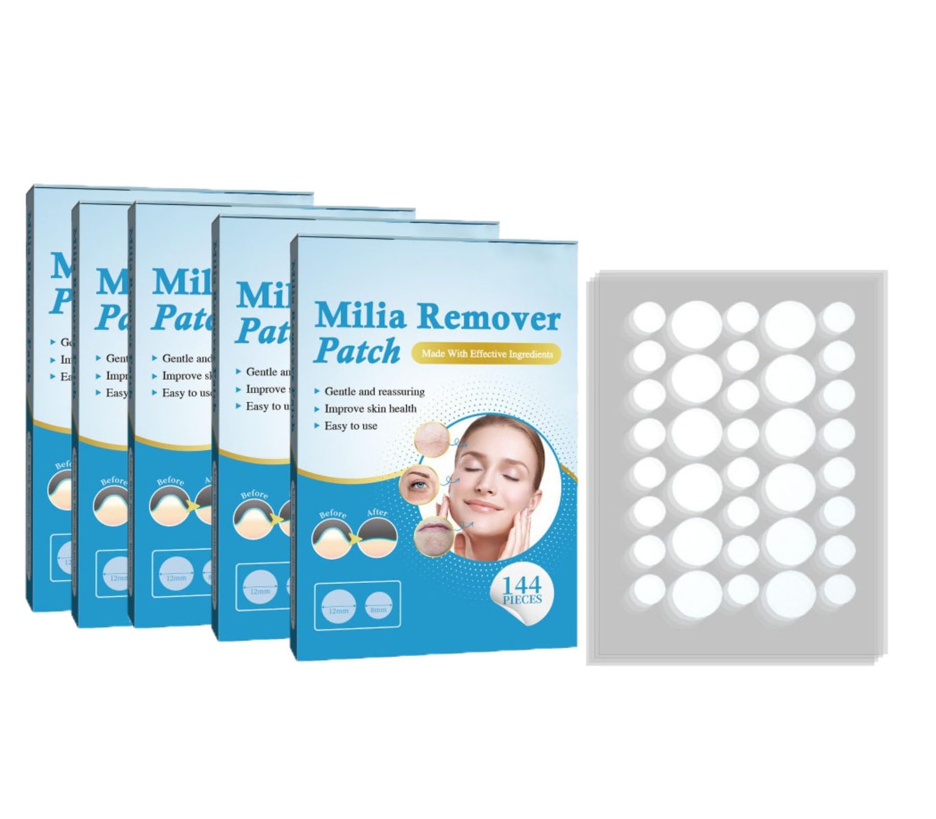 Parche Anti-Milia 144 piezas - Para Eliminar los Granos de Milium