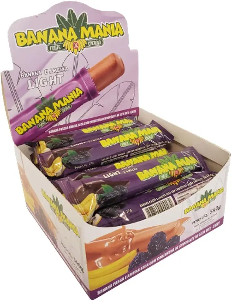 Bananinha Ameixa e Chocolate Diet Zero Açúcar Sem Glúten 20 Und de 27g - Banana Mania