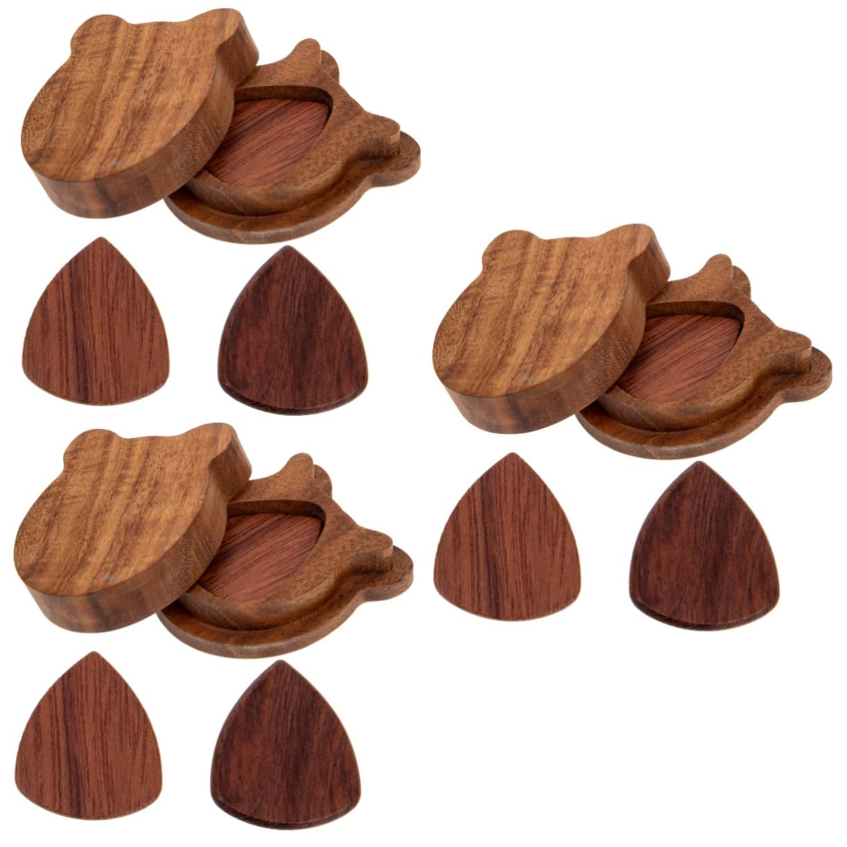 ifundom 3 Ensembles Pics en Bois Naturel médiator de Guitare Folk médiator de Guitare électrique en Bois étui pour s Accessoires de durables de en