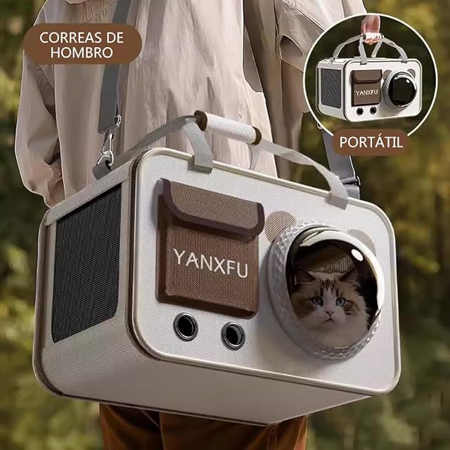 Foto 2 de 4 de Mochila para Gatos con Ventana Espacial transportín Transpirable 45x28x28cm Mochila para Viajes Paseos…