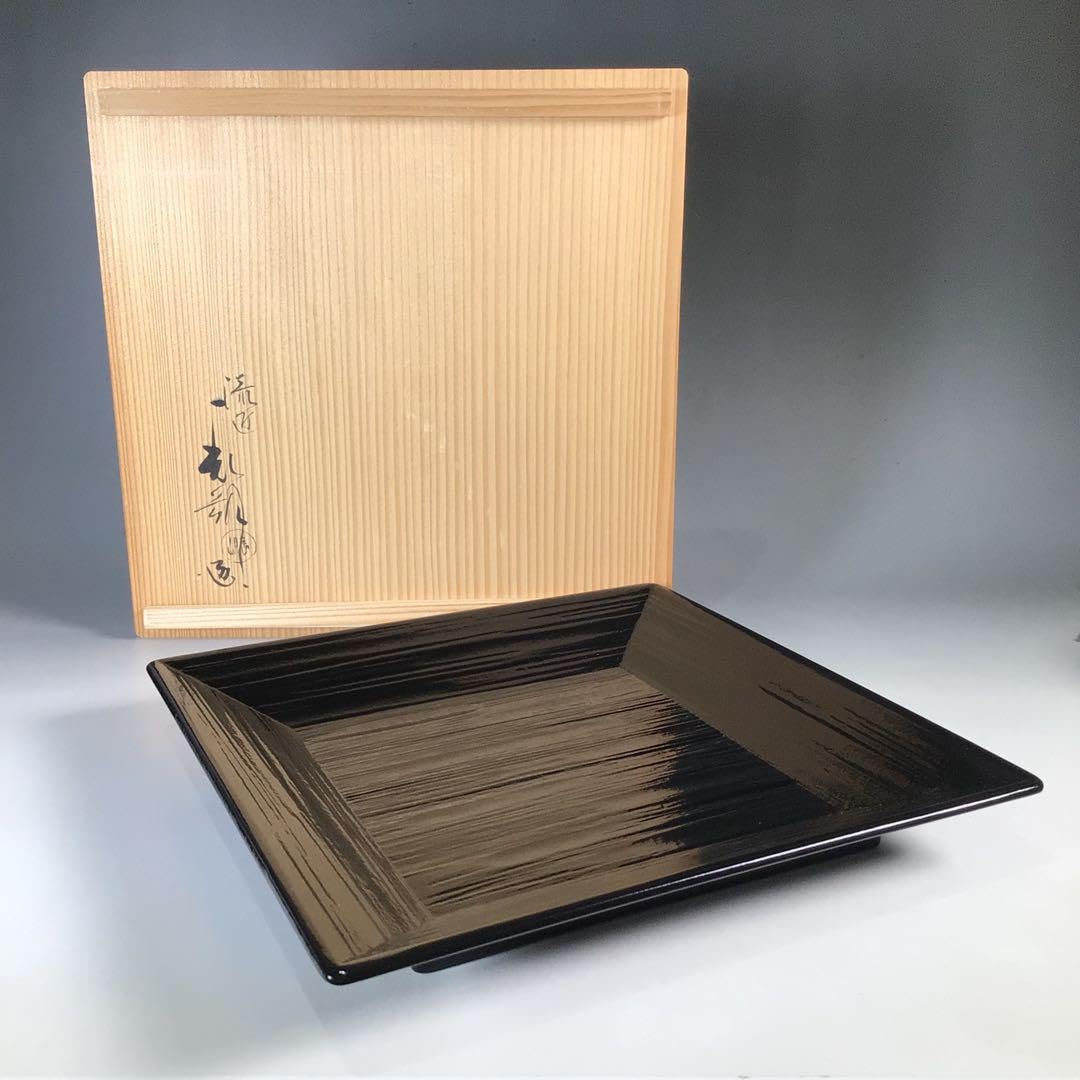 Amazon.co.jp: 四方盆 塗師 鈴木表朔作一閑塗菓子盆 共箱 菓子器 