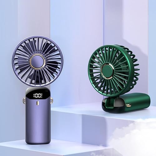 Miniatura 9 de Ventilador de mano portátil, ventilador personal recargable por USB, 4800 mAh, mini ventilador de escritorio plegable de 90° con pantalla digital