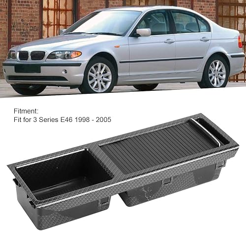 Miniatura 2 de Bandeja de consola central, cajón de fibra de carbono duradero de larga duración, inserto de almacenamiento para automóvil, apto para coche E46 de