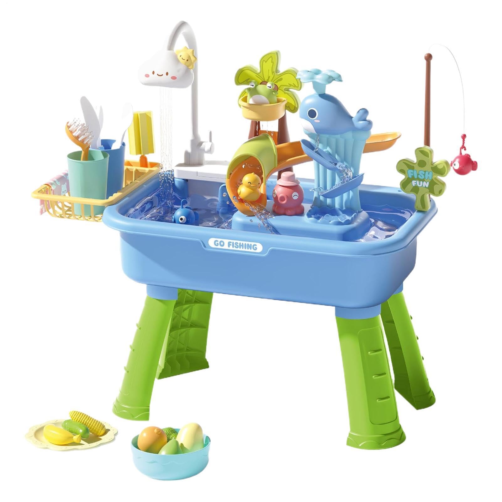 Genérico Mesa de Agua para niños: Juego de Interactivo de 54x53x29 cm, Mejora Las Habilidades motoras Finas, Marco de 1200 g, construcción de polímero ABS Reforzado para jardín