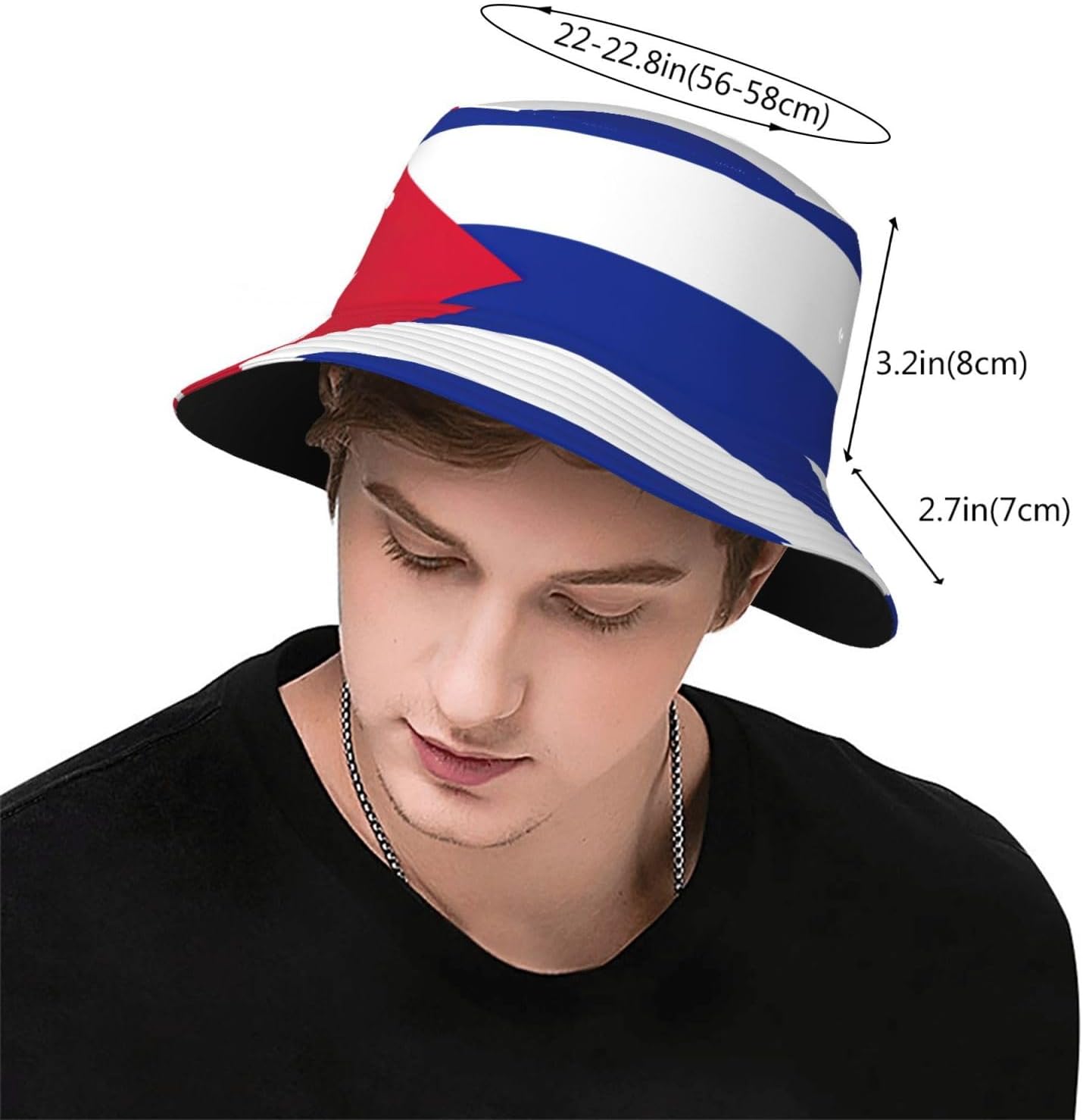 Cuban Flag Print Sun Hat Outdoor Fisherman Cap Summer Bucket Hat Beach for Men Women Black