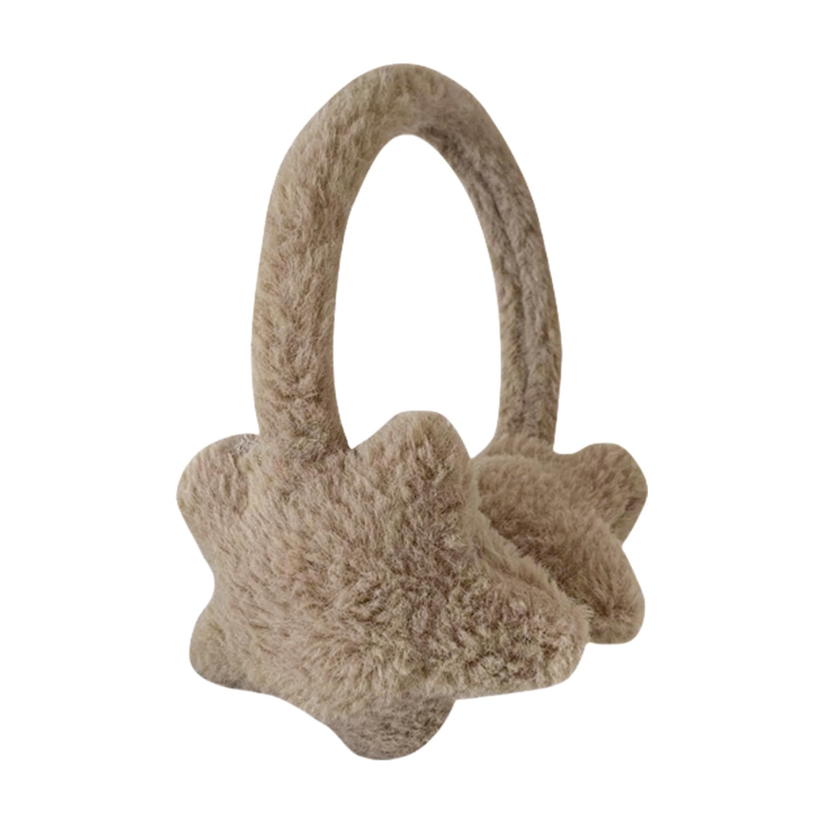 Thoanby Khaki Plush Earmuff,Plush Star Ear Muffs For Cold Weather Fashion Ear Protective Ear Warmers Thick Ear Muff For Winter Wear Skiing Hiking