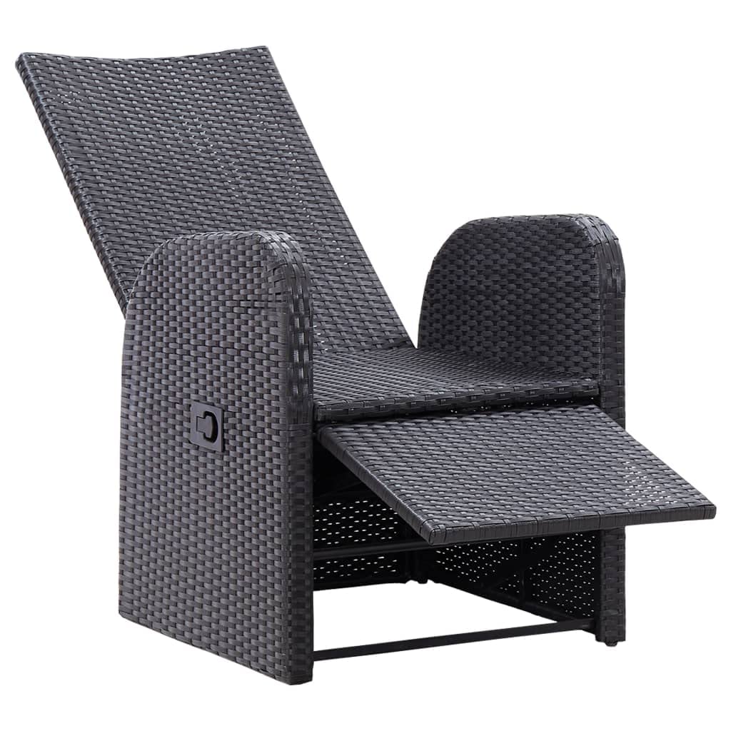 HUAKEHOM 2 STK. Garten Liegestuhl mit Auflagen Gartenstuhl Relaxstuhl Sessel Stuhl Gartensessel mit Kissen Gartenmöbel Hochlehner Schwarz Poly Rattan