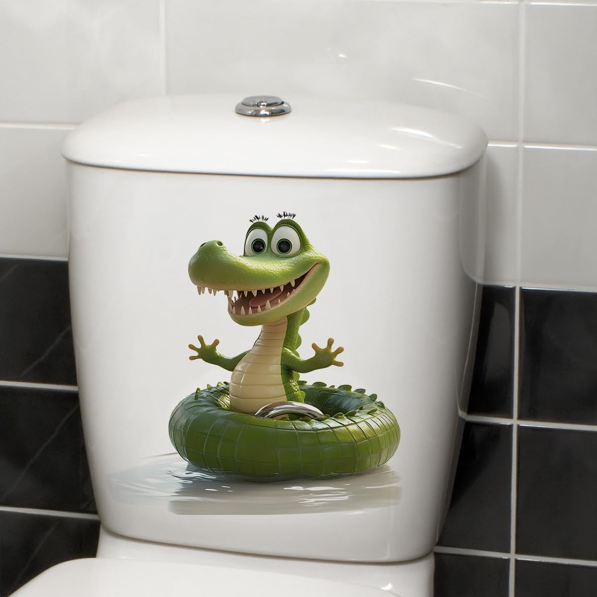Wryxpl Crocodile 3Pcs Toilet Seat Sticker, Pattern Toilet Lid Decals, Bathroom Wall Sticker, Non Toxic Adhesive, Bathroom Decor, Seasonal Decor