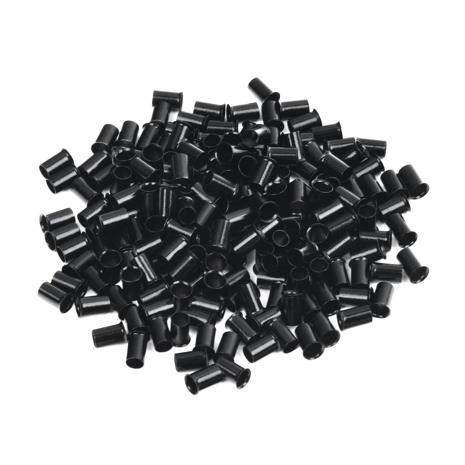 Vlasy Micro Rings Links Beads,3.4mm Microlink Beads Non-Silicone Copper Tubes Microbead for Hair Feathers,I-Tip Hair Extensions (200Pcs, Black)