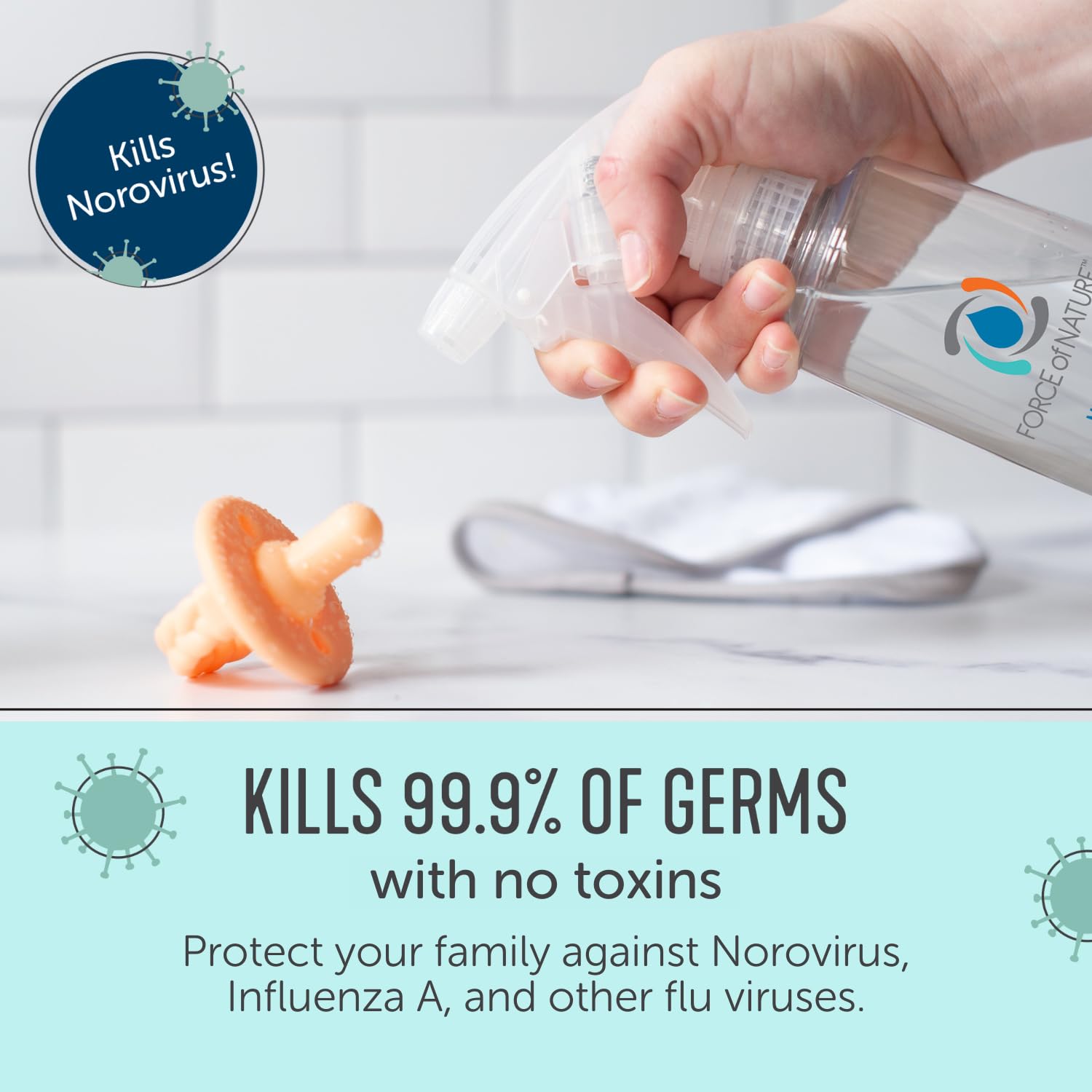 Force of Nature Multi-Purpose Cleaner, Disinfectant & Deodorizer Year Supply Bundle - Reusable Bottle, 50 Refills - EPA Registered, Toxin-Free, All-Purpose Natural Cleaning Supplies