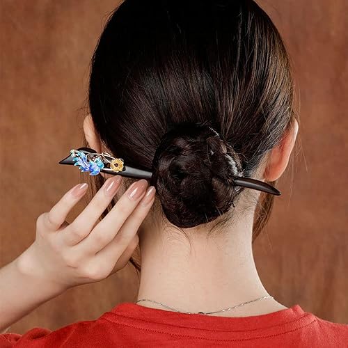 Miniatura 3 de Palo de pelo de madera de cloisonne chino para el pelo largo moño fabricante clásico simple horquillas A