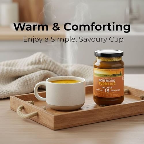 Miniatura 4 de ABBCo Caldo de hueso de res con cúrcuma con péptidos de colágeno, jengibre y pimienta negra. Bebida digestiva nutritiva que apoya la salud