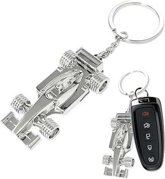 F1 Race Car Keychain, Party Favor Auto Keyring Racing Model Gift for Father Husband Boyfriend, Metal Key Fob Holder Solid
