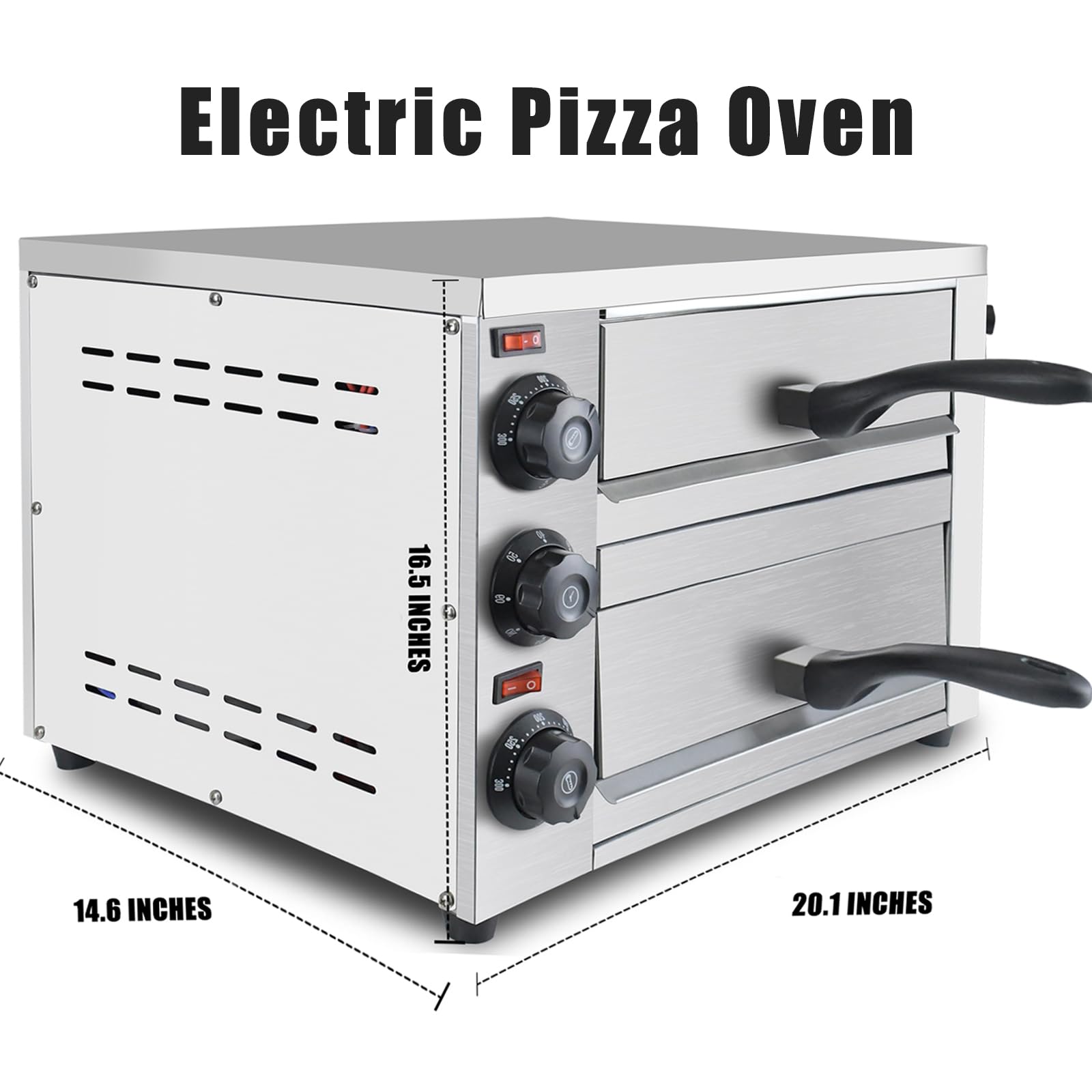 Horno de pizza de mesa de 2 niveles - Acero inoxidable comercial eléctrico interior con temporizador para el hogar y restaurante 2