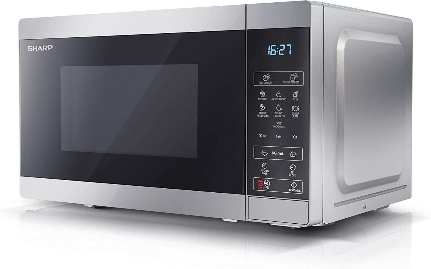 SHARP YC-MG02ES - Forno a microonde 20 litri, con funzione grill, programma di scongelamento, 11 livelli di potenza, funzione timer, piatto girevole incluso SHARP YC-MG02ES - Forno a microonde 20 litri, con funzione grill, programma di scongelamento, 11 livelli di potenza, funzione timer, piatto girevole incluso