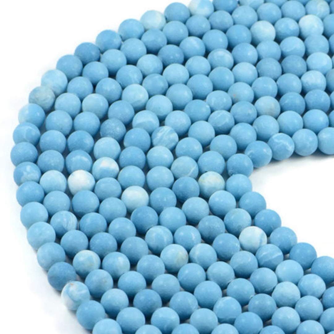 Semi Precious Beads Premium Genuine Matte Larimar Quartz 8mm Round Gemstone 15 Inch Strand Beads for Jewellery Making- AqBeadsUk
