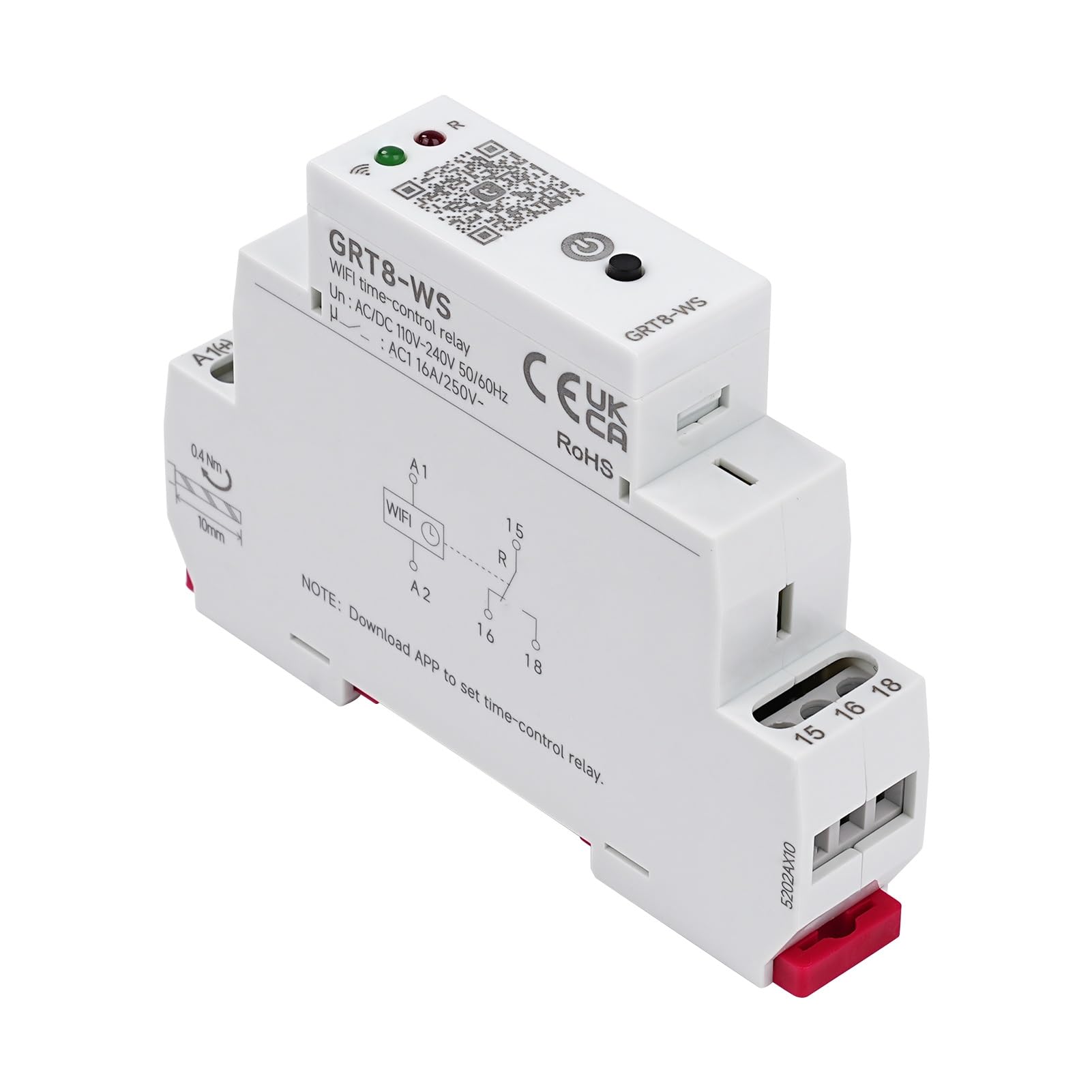 Jadeshay Minuterie Programmable Connectée, GRT8-WS Programmateur WiFi pour Télécommande Maison Connectée, Compatible avec TUYA, AC/DC 110-240V