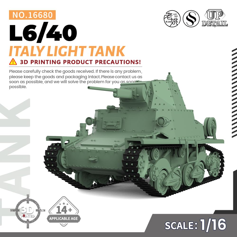 MRY-SFW SS16680 1/16 zestaw do budowy modelu wojskowego Włochy lekki czołg L6/40