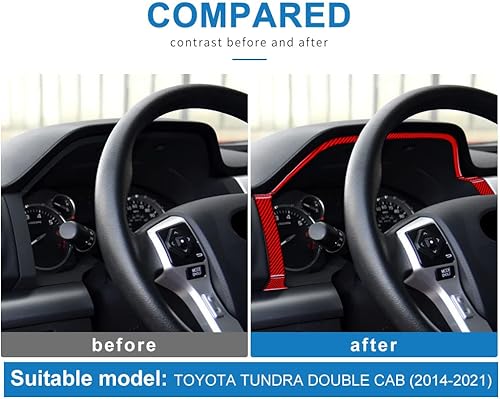 Miniatura 3 de Fibra de carbono, compatible con Toyota, calcomanía para marco de velocímetro de automóvil para Toyota Tundra 2014 2015 2016 2017 2018 2019 2020