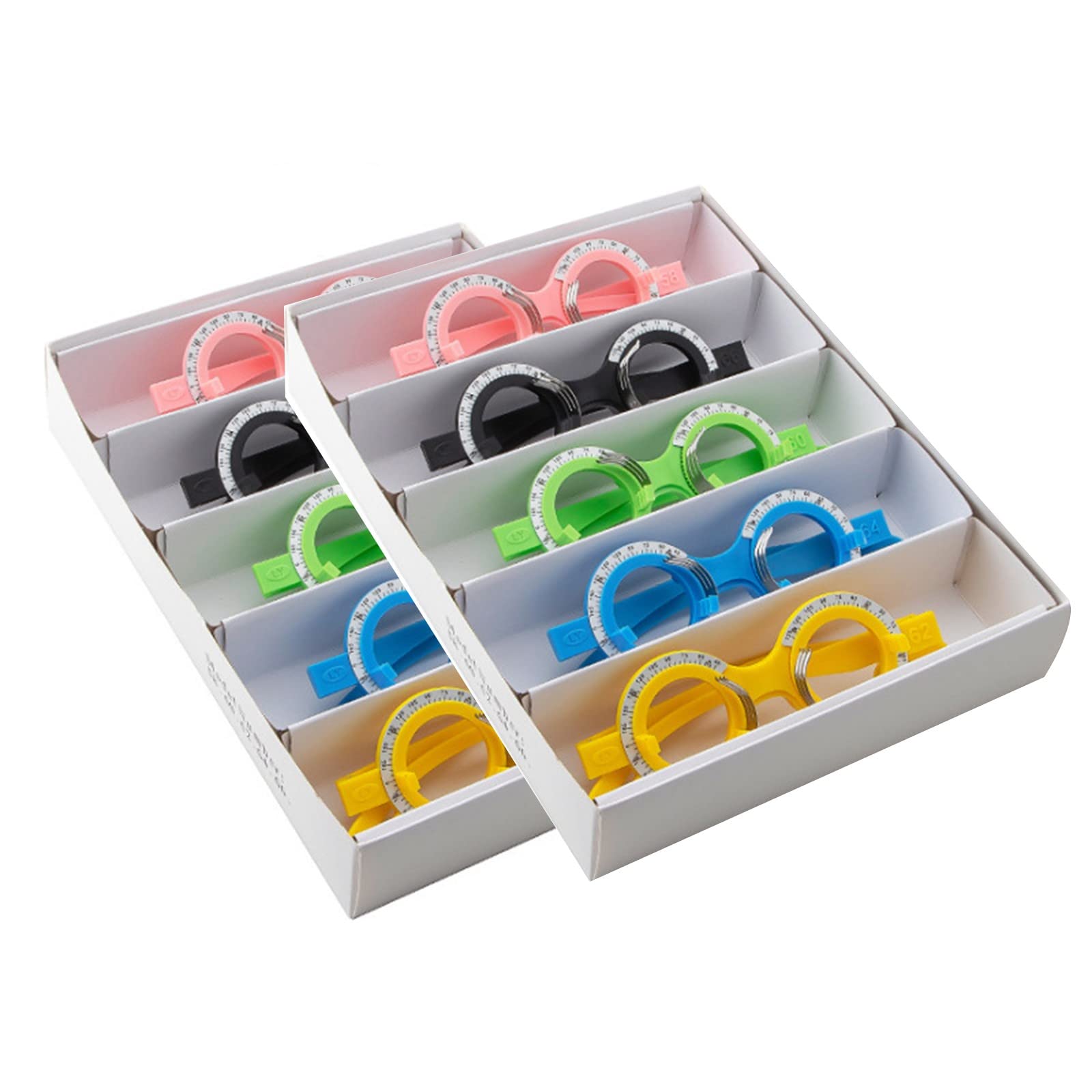 Montura de prueba de color para gafas de optometría, con inserción para distancia pupilar fija, óptica ABS (color: conjunto, tamaño: 52-70 mm)