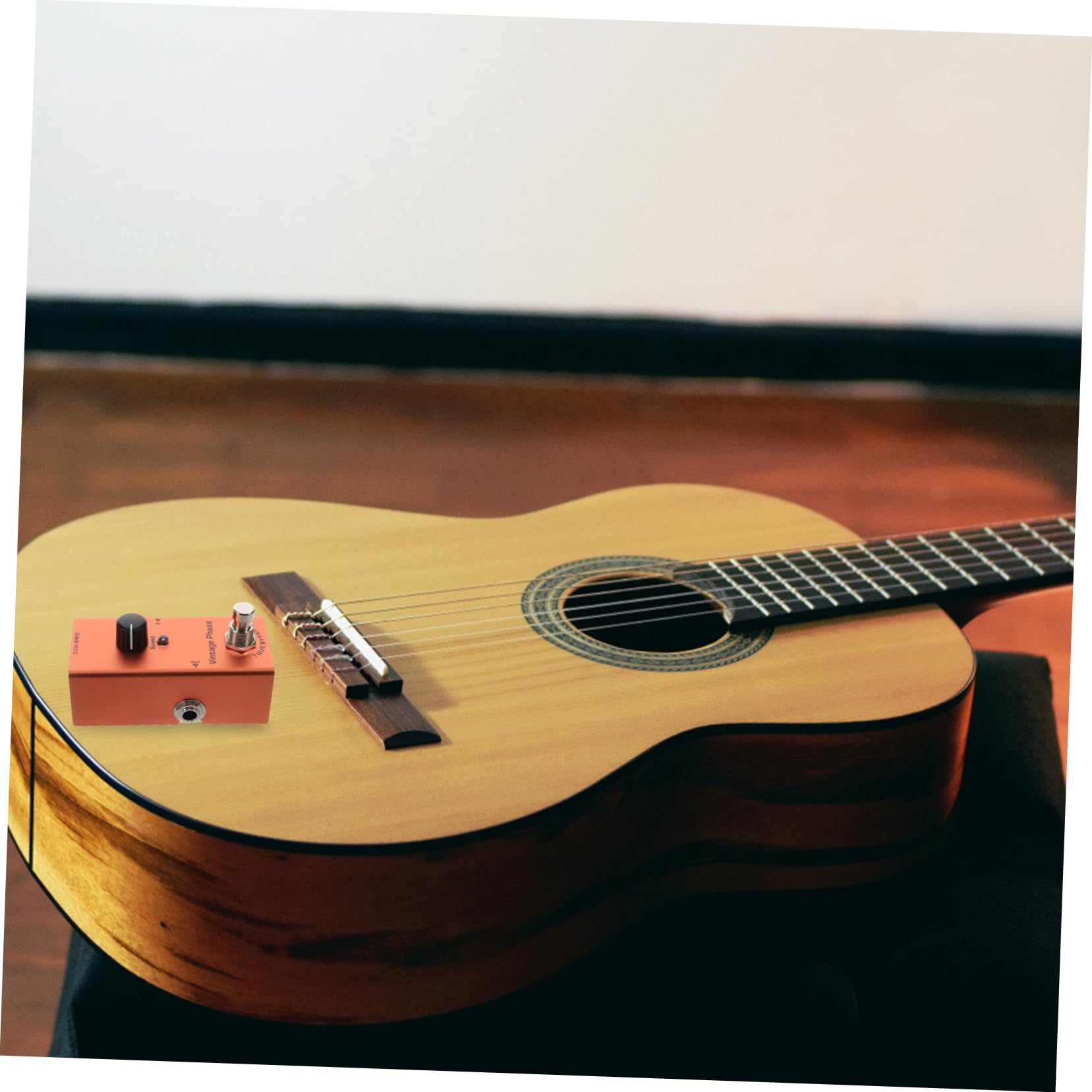 Pedale Effetto Phaser Vintage Mini per Chitarra Elettrica | Bypass True, Indicatore Chiaro, Struttura in Metallo Arancia, Uso su Chitarra Elettrica e Registrazione