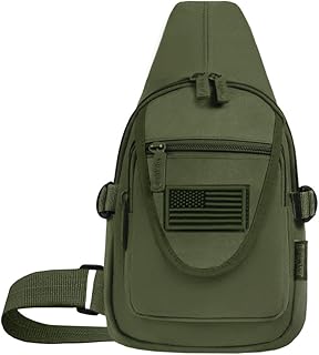East West U.S.A RT513 Tactical Camouflage Military Sling Chest Utility Pack Bag, Olive