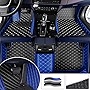 enheng Custom Car Mat Fit for 98.99% Car Models Waterproof Full Coverage All Weather Protection Leather Car Floor Mats (Black+Blue)