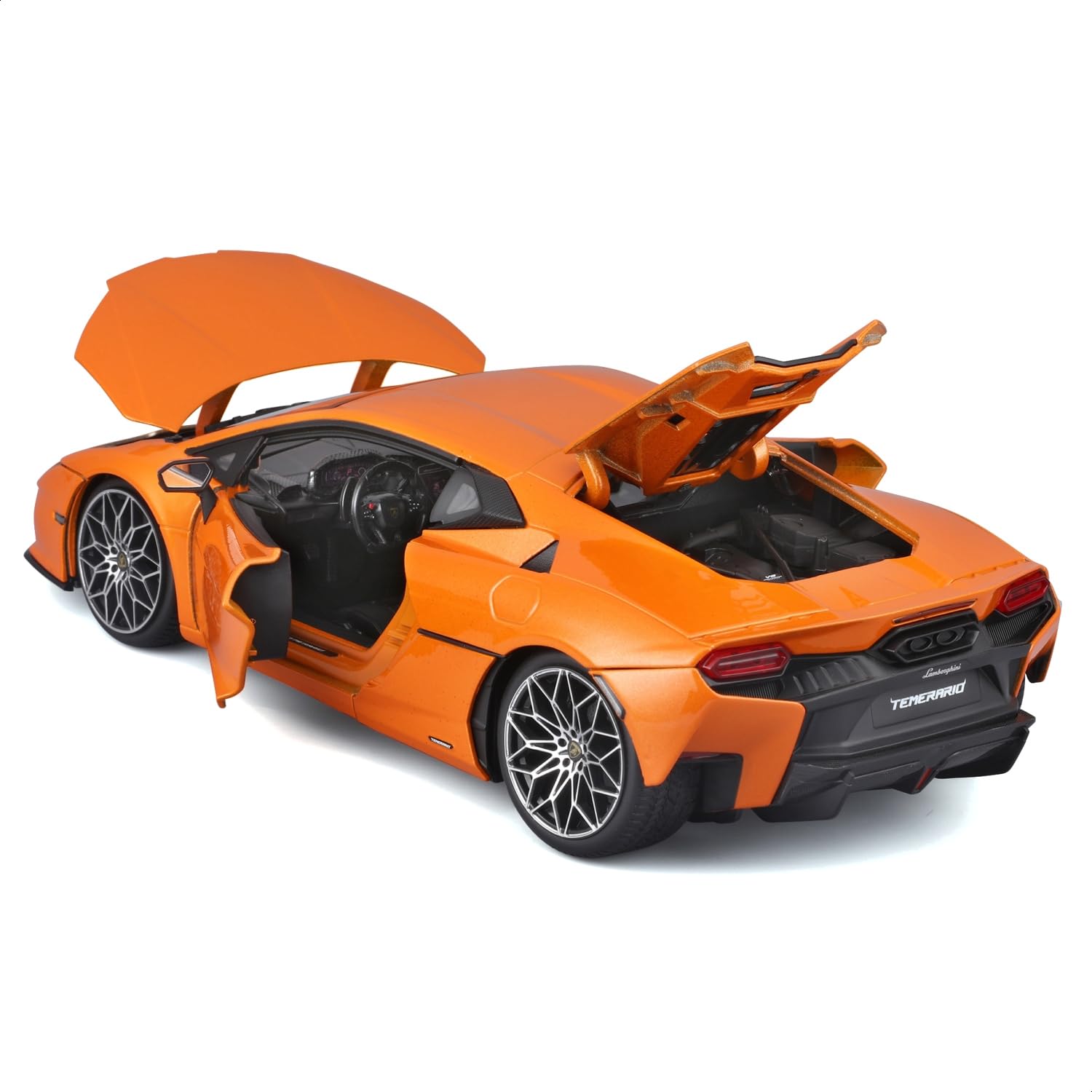 Bburago Lamborghini Temerario, orange - Modellauto 1:18 - Originalgetreues Sammlerauto Spielzeugauto mit beweglichen Türen, Kofferraum & Haube, ab 3 Jahren (18-11052OR)