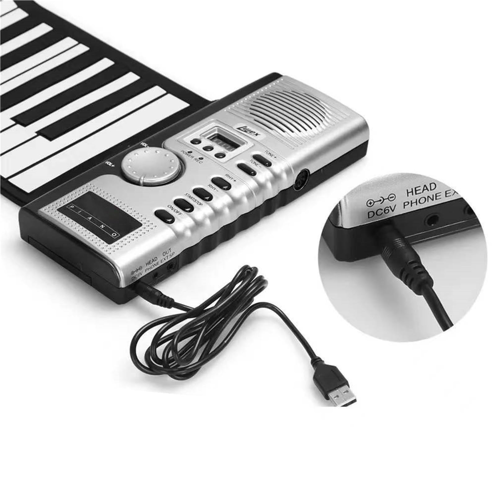 61 Klawiszowe Pianino Elektroniczne Z Rolką Dla Początkujących Składany Silikonowy Instrument Muzyczny Dorosłych
