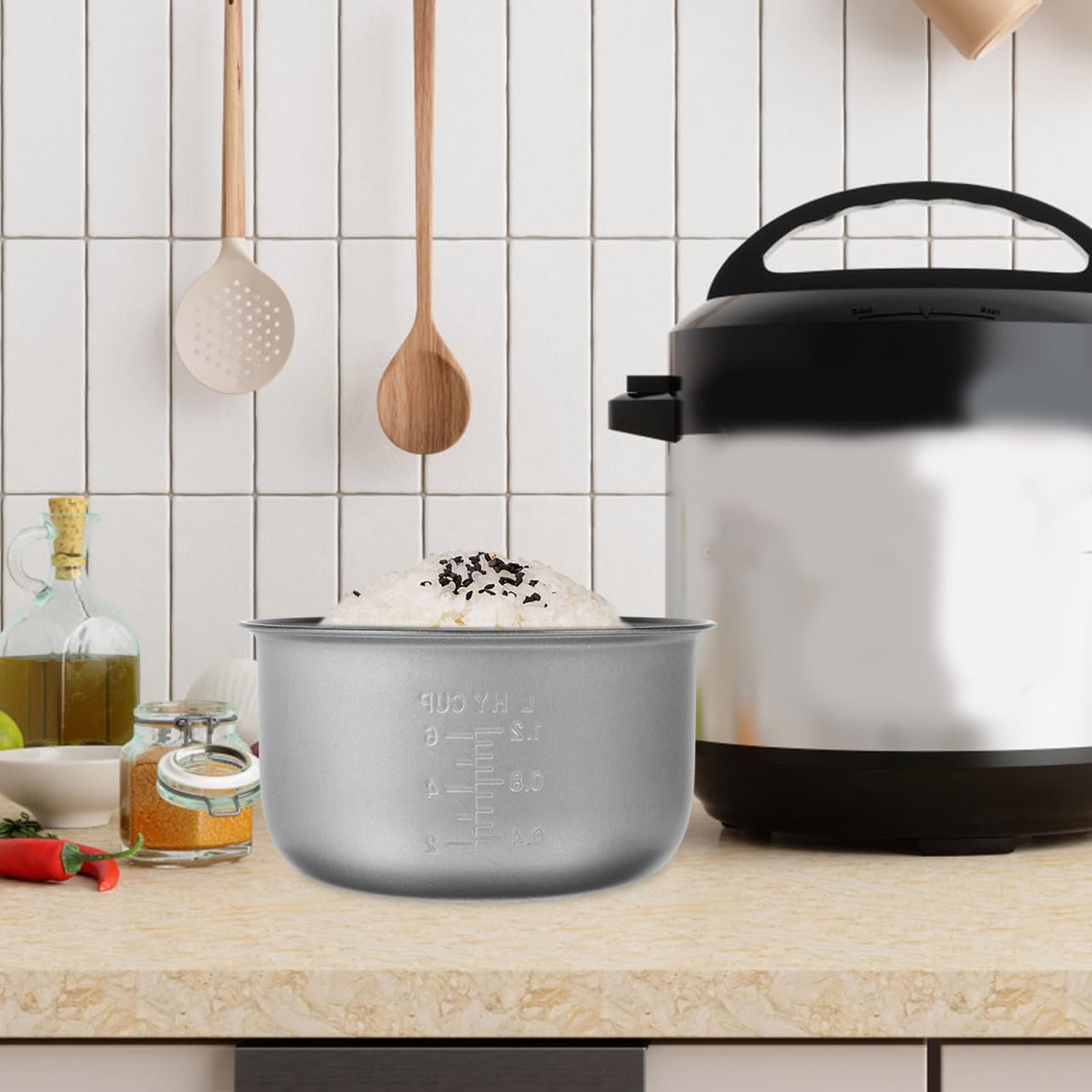 Cuve Interne En Aluminium Pour Cuiseur À Riz - Accessoire Pratique Et Antiadhésif 21x21x11cm,3L Idéal Pour Un Stockage Efficace