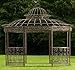 Produktbild CLP Pavillon ROMANTIK aus pulverbeschichtetem Eisen I Runder Pavillon mit stilvollen Verzierungen l Bepflanzbarer Rankpavillon, Farbe:Bronze