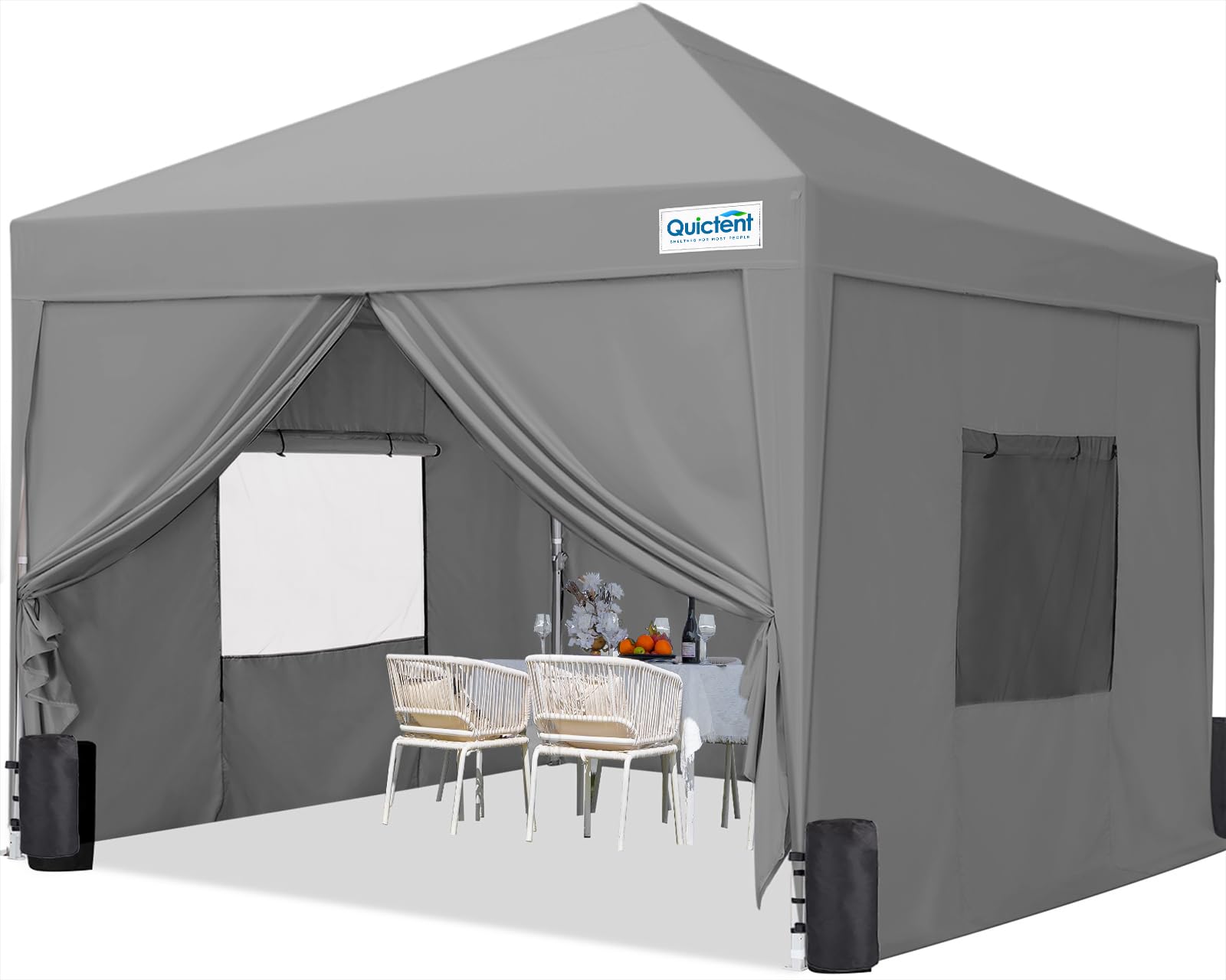 Quictent Faltpavillon 3x3m wasserdicht | Pop-Up Pavillon, Gartenpavillon, stabil, winterfest, mit Seitenwänden, UV-Schutz 50+, Tragetasche inkl, Stahlrahmen