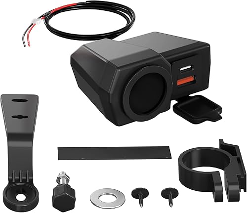 Miniatura 6 de Cargador de teléfono USB para motocicleta y adaptador de suministro de energía tipo C con puerto dual impermeable de 6.4 A QC3.0 de carga rápida,