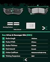 Vista 4 de SCITOO - Juego de 8 pastillas de freno de cerámica, juego de 8 pastillas de freno para Ford Explorer 2002-2005 para Mercury Mountaineer 2002-2005