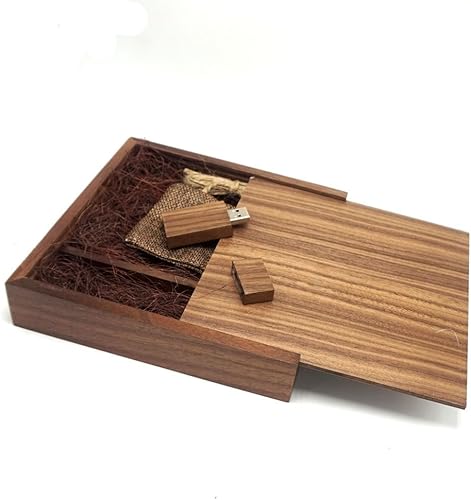 Miniatura 10 de LONMAX Memoria USB 2.0 de madera para cumpleaños de boda, 16 GB, memoria USB 2.0 con caja de regalo (16 GB, nogal USB+YKL+DHH)