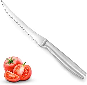 Tomato Knife, Tomato Slicing Knives Serrated Blade from High Carbon Stainless Steel for Smooth Cutting Tomatoes, Vegetables and Fruits Omesata
