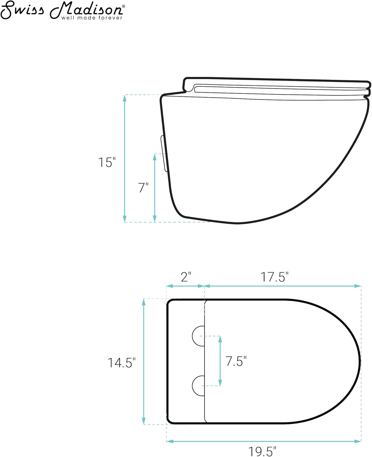 St. Tropez Wall-Hung Toilet Bowl Only in Matte White