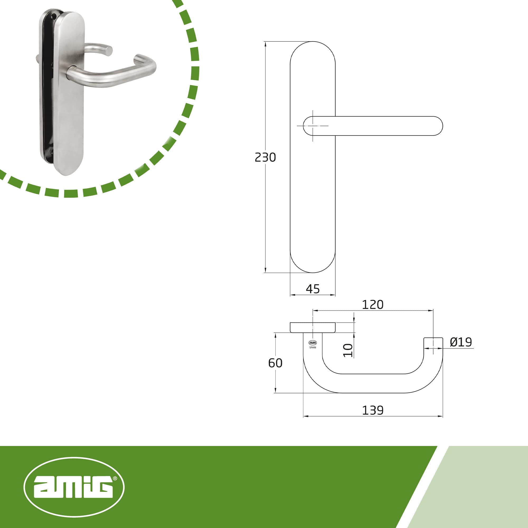 KOTARBAU® Set Di Maniglie Per Porta, 72 Mm, Targa Lunga Patina - Foto 5