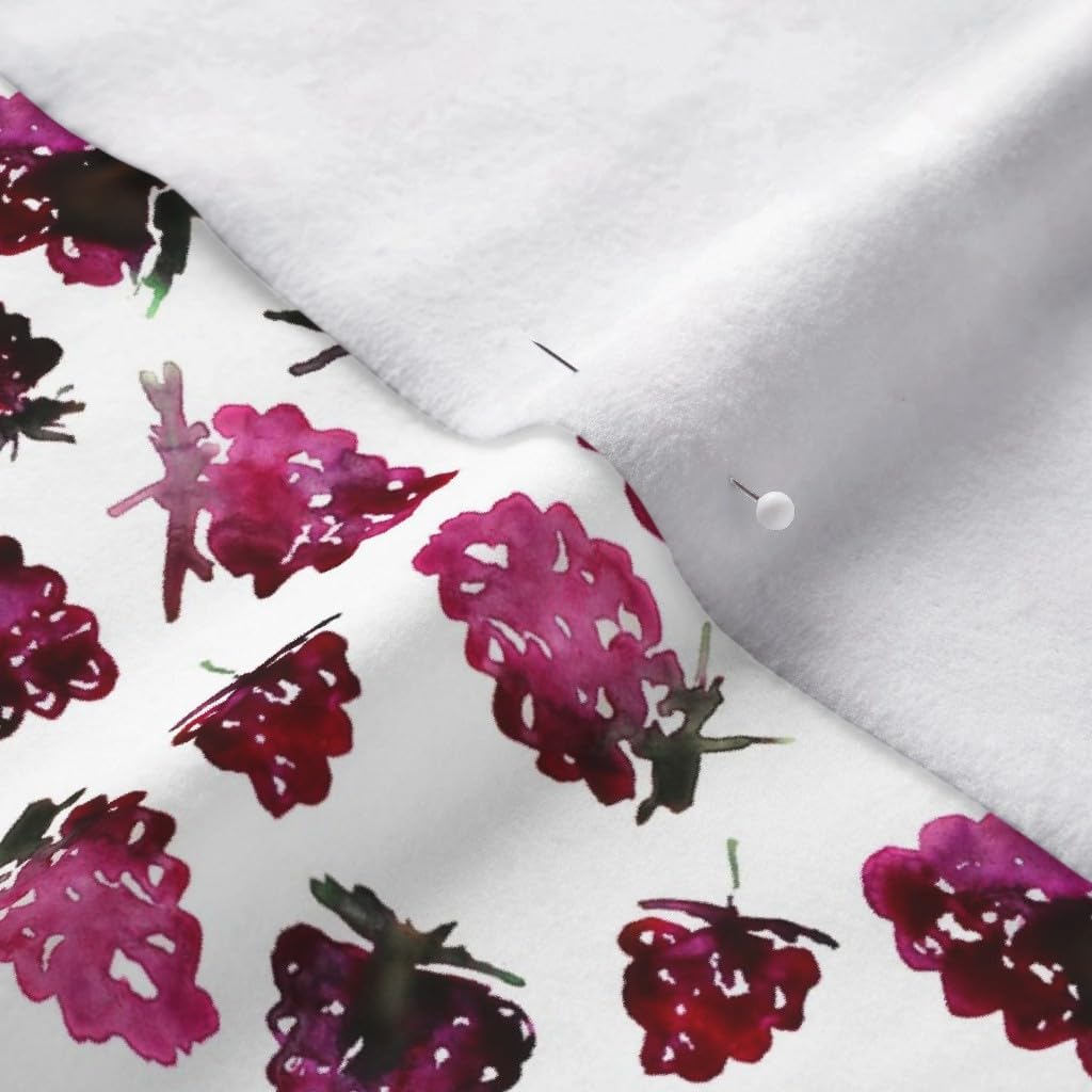 Spoonflower Fabric - Watercolor BlackBerry Berry Fruit Summer Food Printed on Polartec(R) Fleece Fabric by The Yard - Sewing Blankets Loungewear and No-Sew Projects