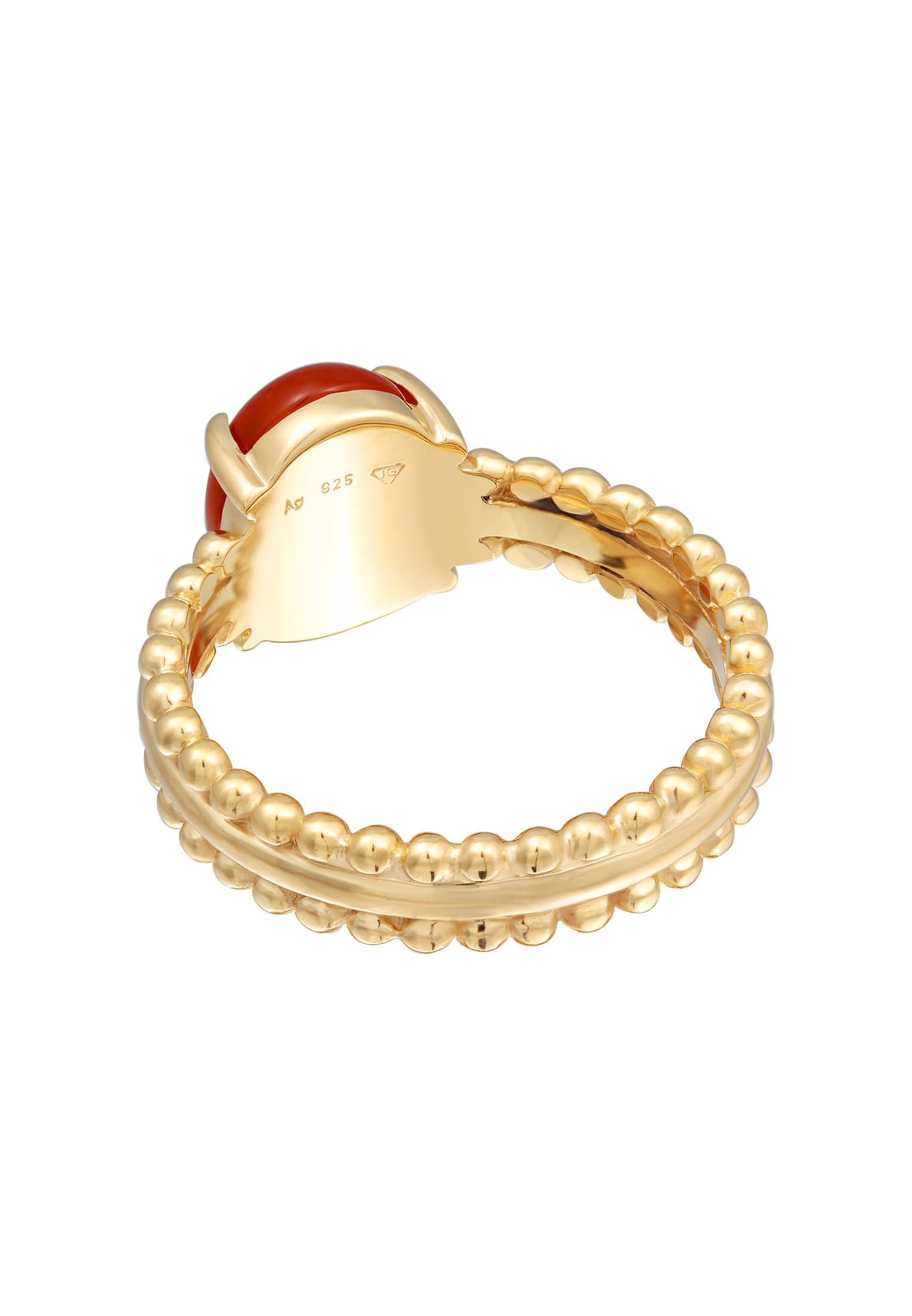 Elli Ring Damen Statement Twisted mit Karneol 925 Silber vergoldet