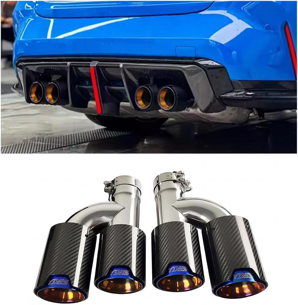 YDES 2.5 INCH Set of Dual Carbon Fiber Car Exhaust Tips Fit for BMW M Series Fit for 63 mm or 2.5 Inch EXhaust Pipe (2pcs) Blue
