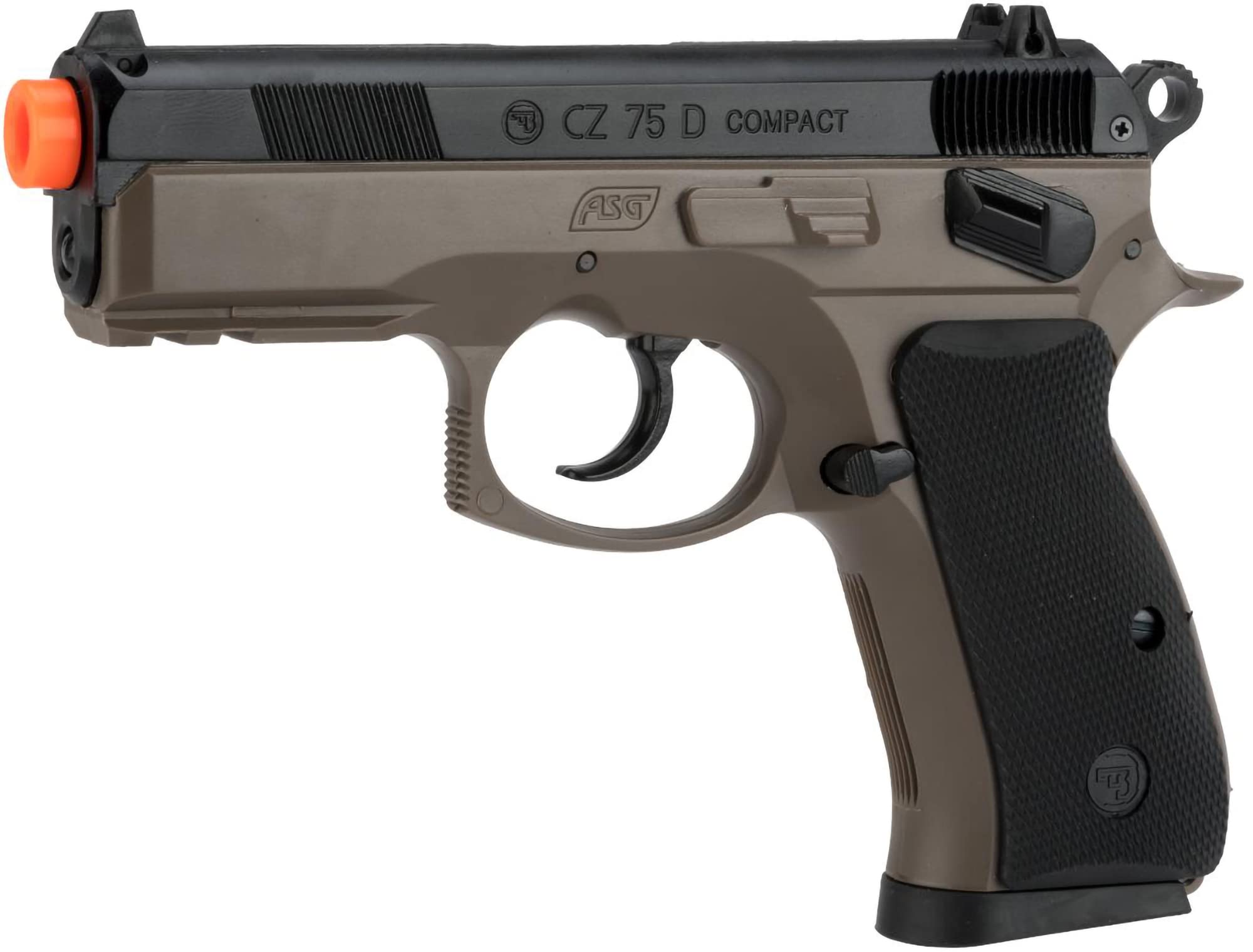 Evike Airsoft - ASG Ceska Zbrojovka CZ75D Compact High Grade Full Size Airsoft Spring Airsoft Pistol (Color: Flat Dark Earth)
