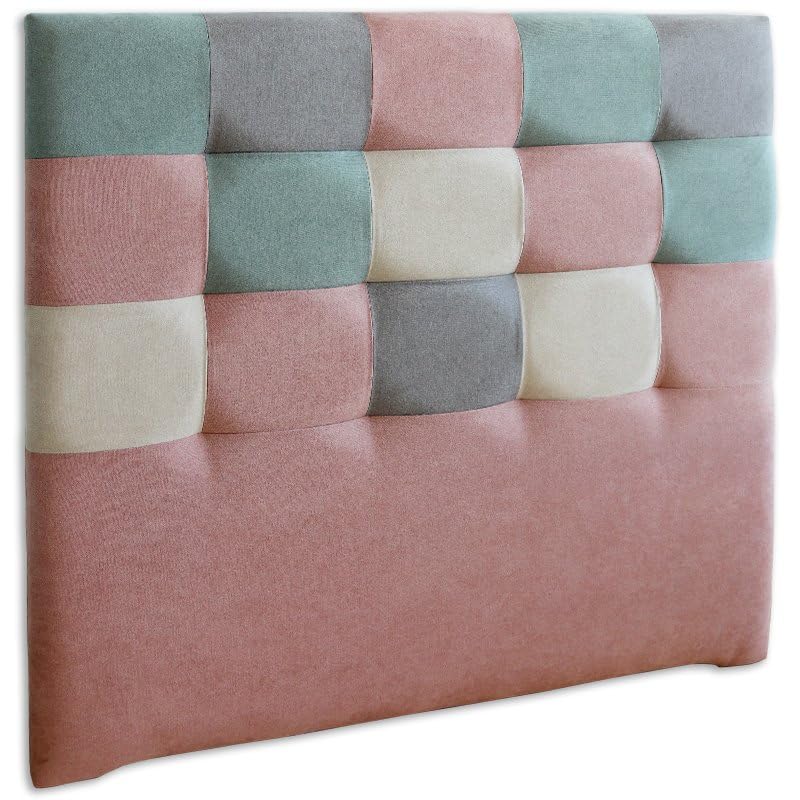 Ventadecolchones - Cabecero de Cama Tapizado en Tela Antimanchas con Capitoné Modelo Tablet Patchwork Largo de 106 x 125 cm para Camas de 90 ó 105